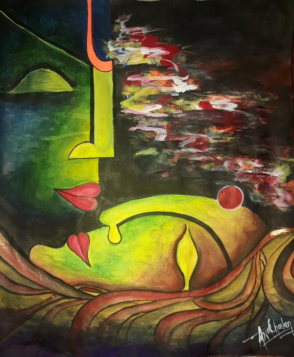 radha krishna modern art painting