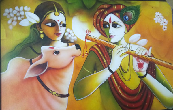 Radha krishna with cow