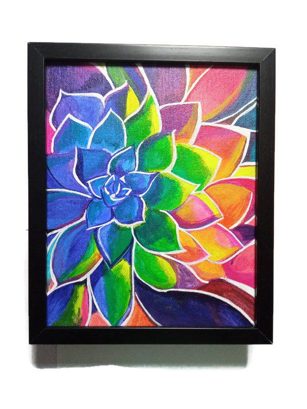 rainbow flower painting acrylic 8x10 canvas