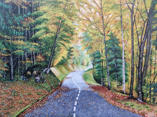 Road landscape painting