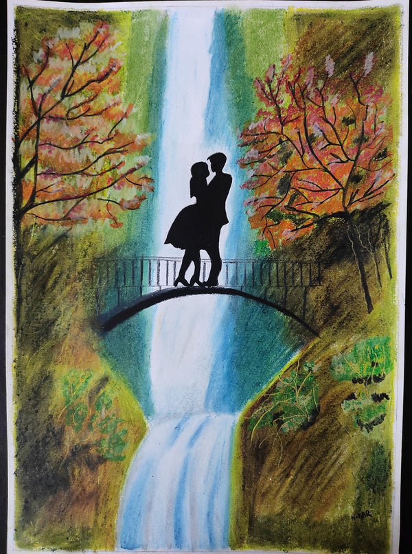 Romantic couple on bridge