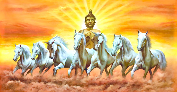 Running horse with buddha painting