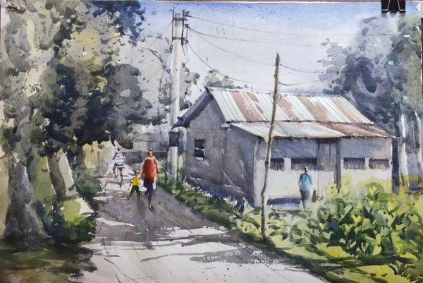 Village scenery painting