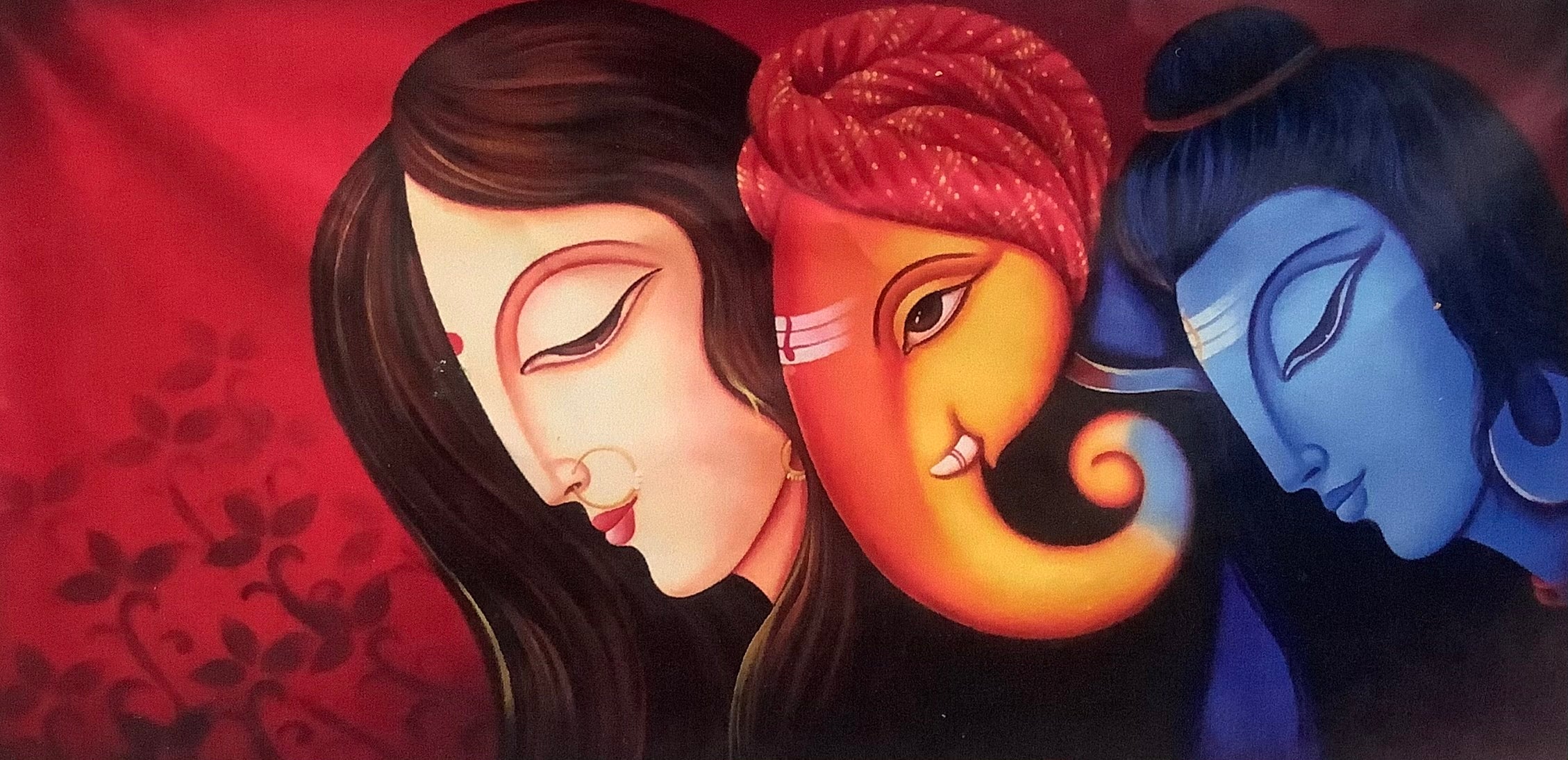 A beautiful Drawing and painting of Lord Shiva Maa Parvati and ganpati/  mandala art - YouTube