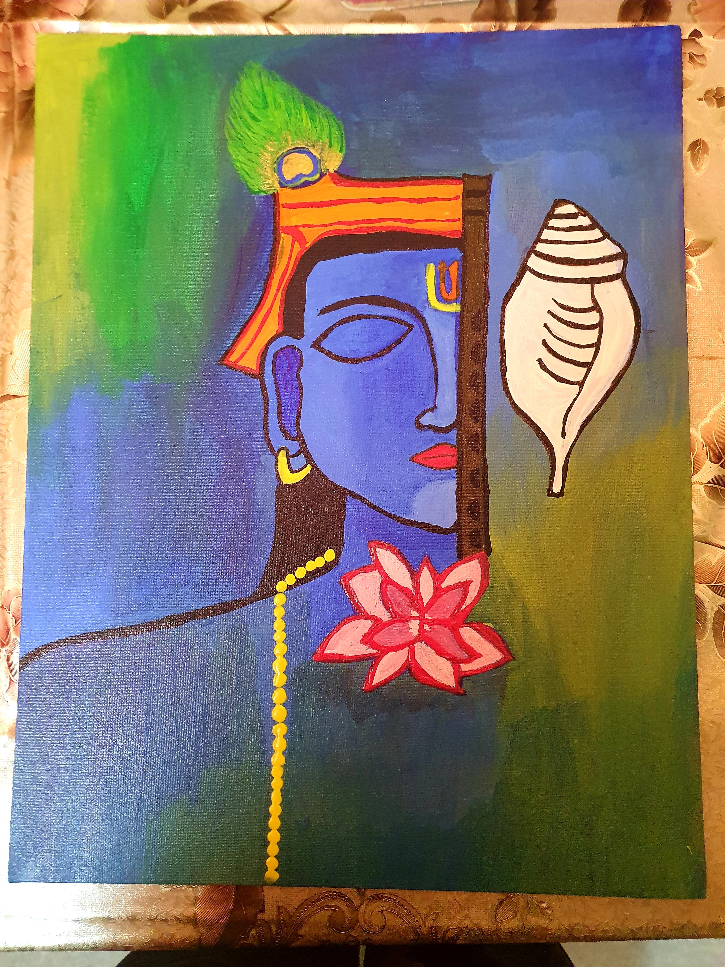 Design Process How I Made the Abstract Lord Krishna Painting  Wall of  Wonders