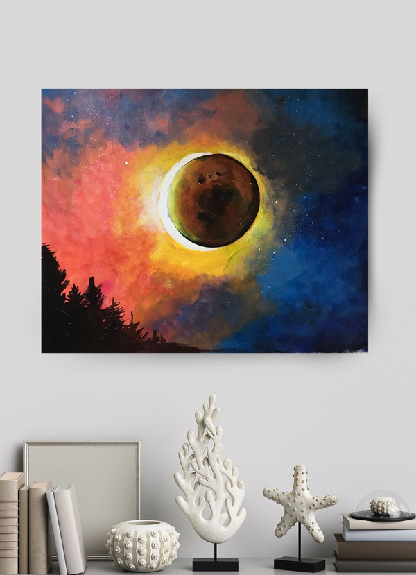 Solar eclipse acrylic painting
