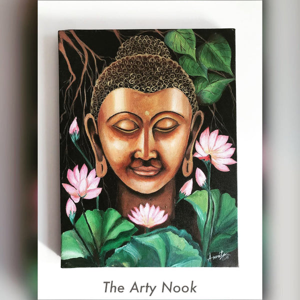 Spiritual Meditating Buddha Original Acrylic Painting on Canvas