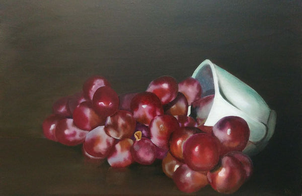 Still life with grapes and mug