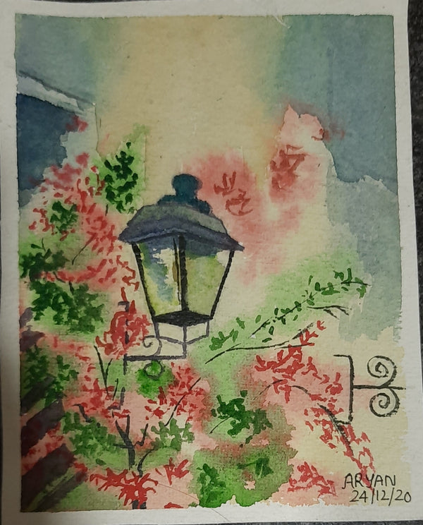 Street light painting with tree