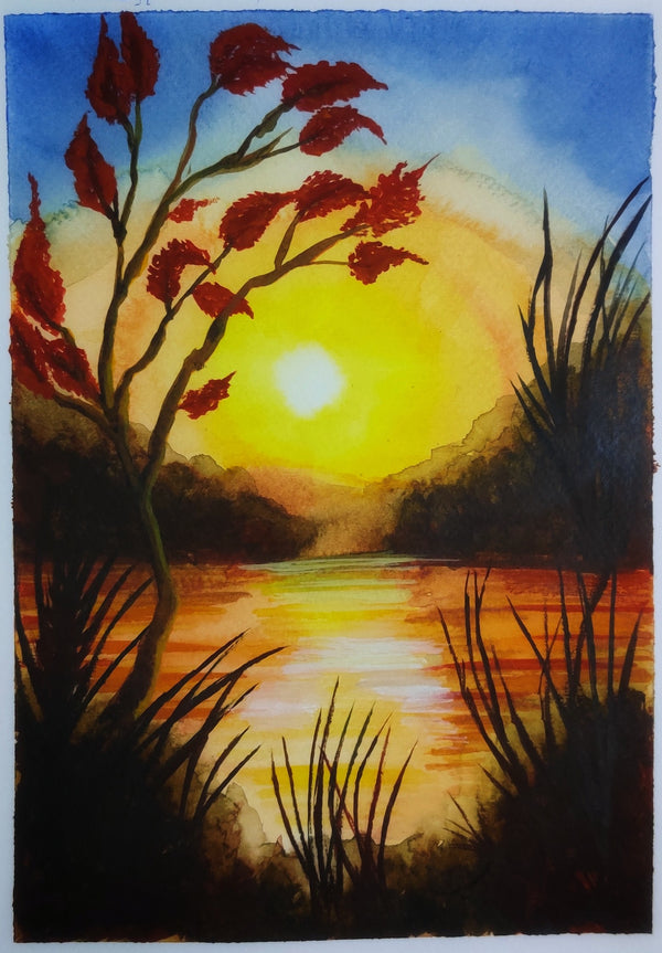 Sunset | Handmade Watercolour Painting On 300 Gsm Paper