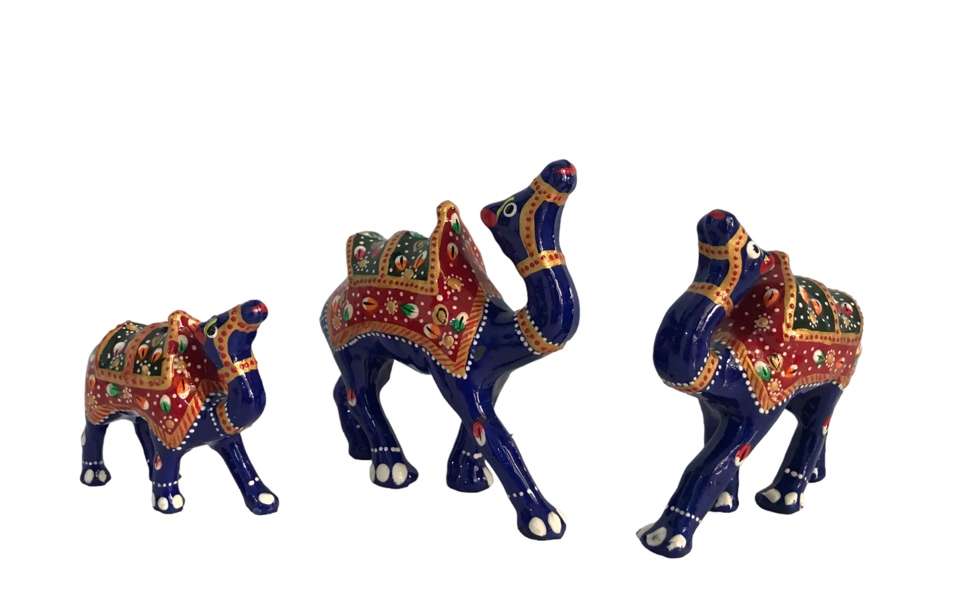 Wooden Decorative Camels with Meenakari - Blue