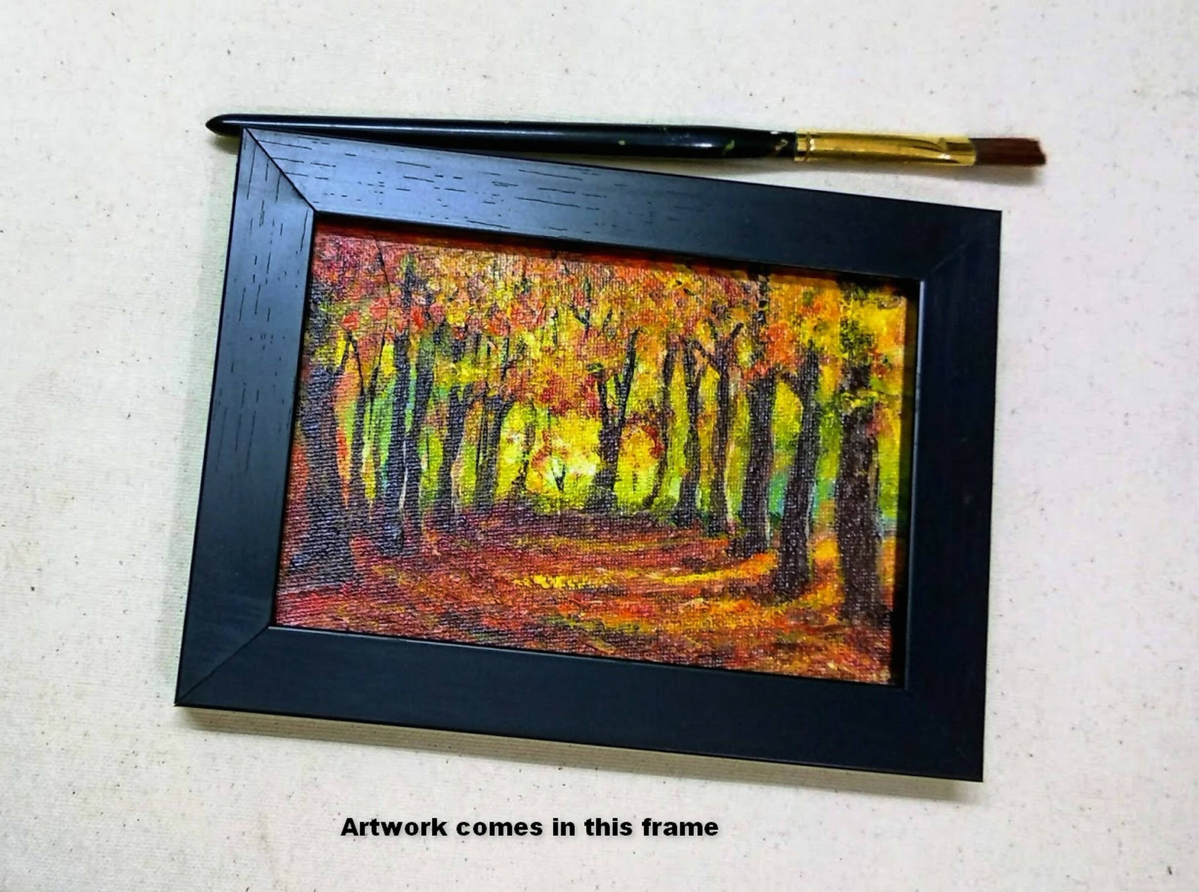Miniature autumn trees painting