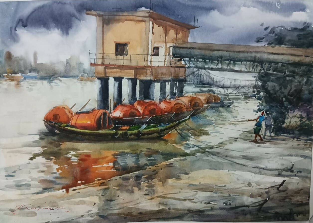 Babughat boats painting