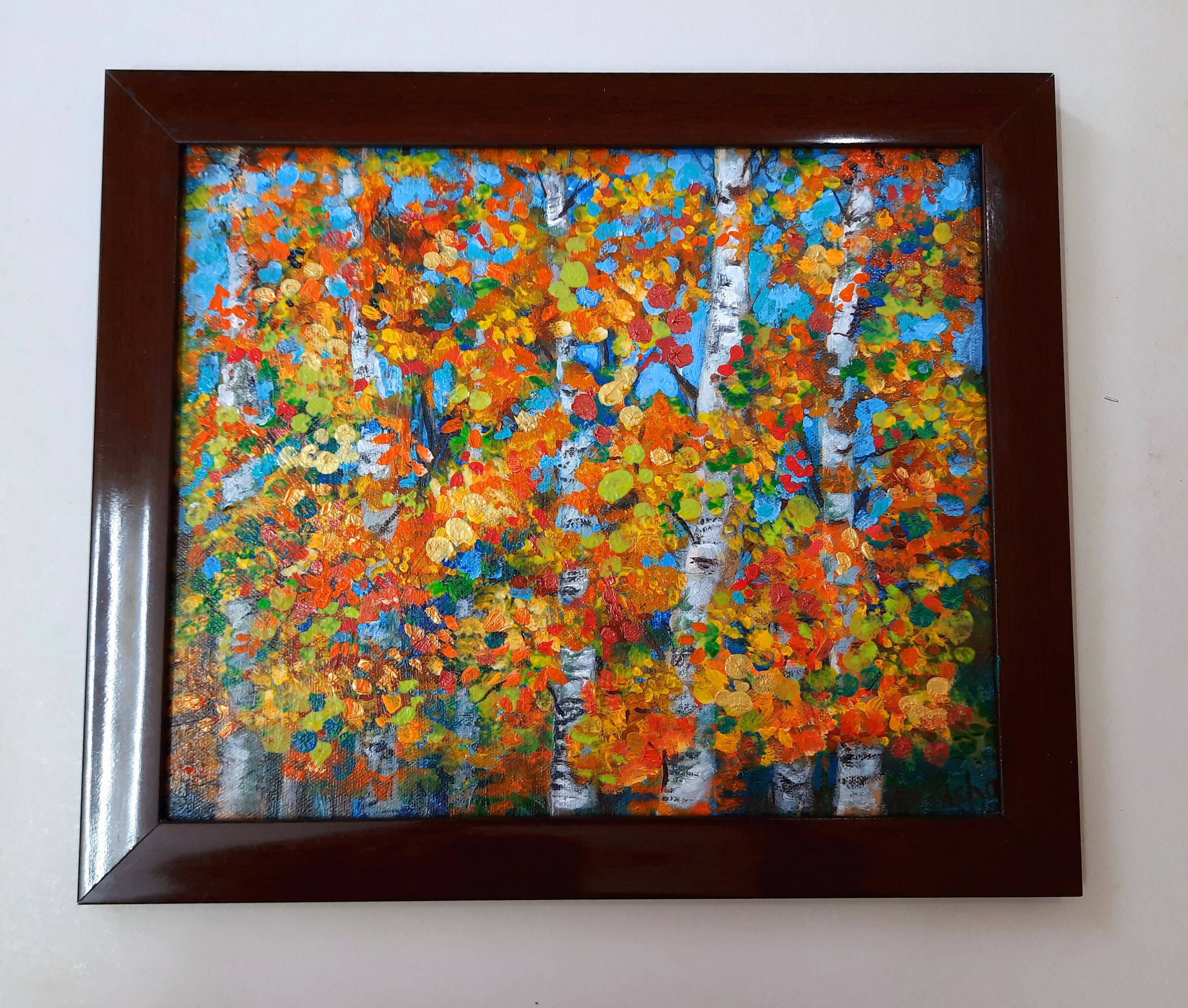 Autumn tree, acrylic painting on canvas