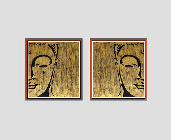 2 piece split buddha line art