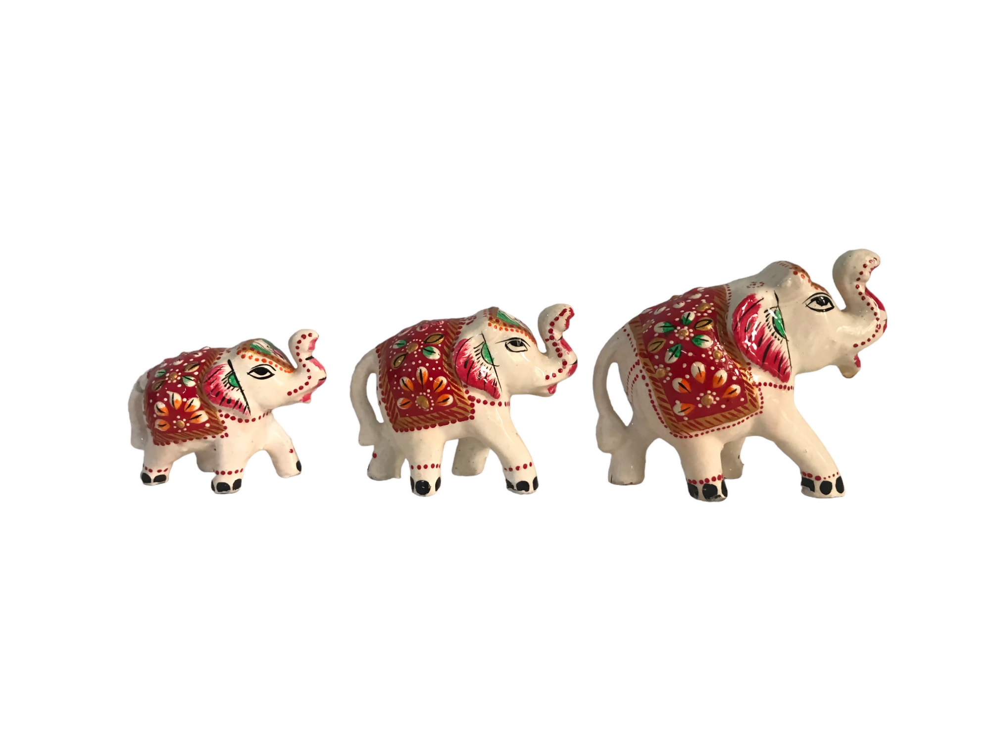Wooden Decorative Elephants with Meenakari