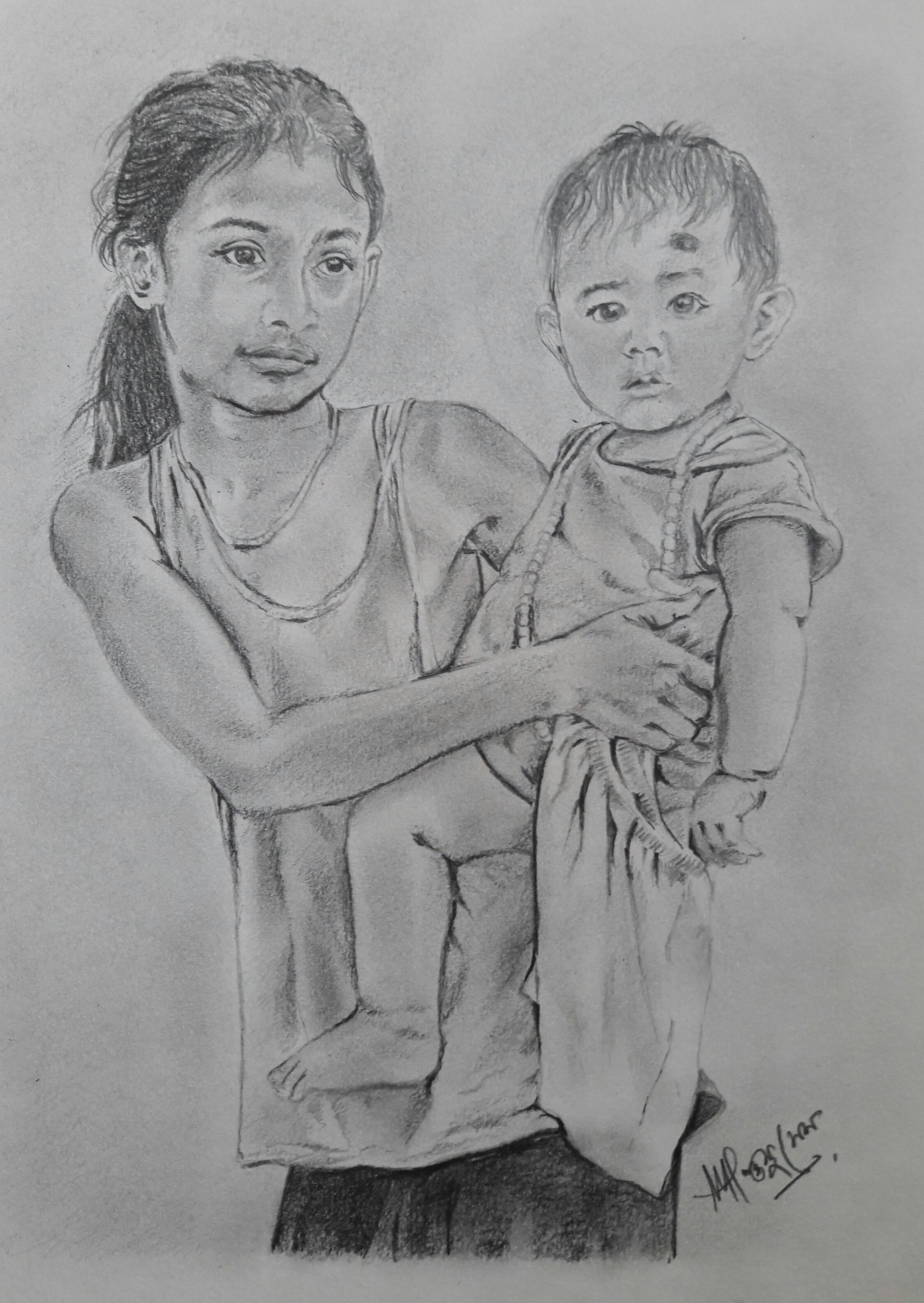 Pencil Sketch Of Village Girl - Desi Painters