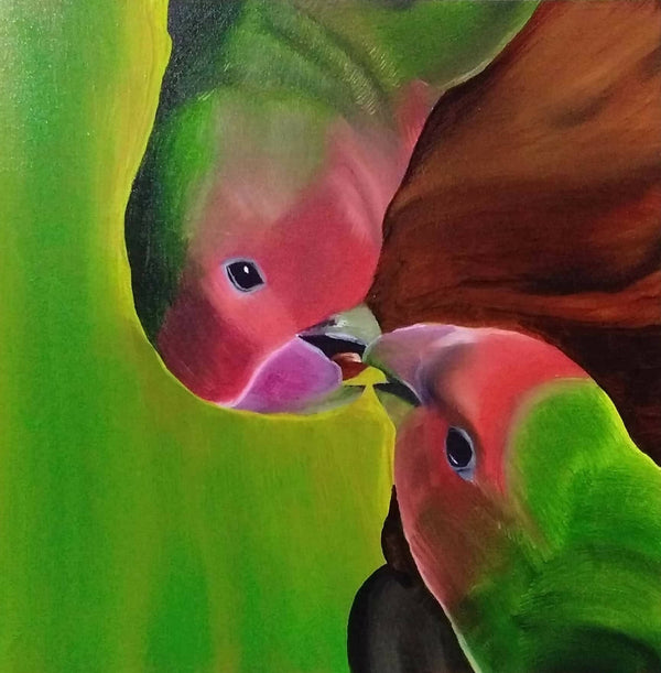 Parrots oil on canvas painting