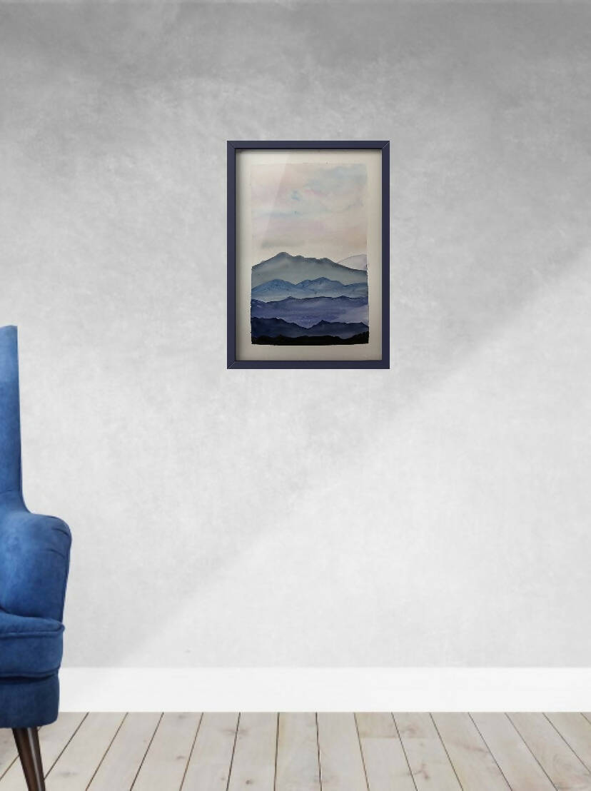 Abstract landscape watercolour painting, Healing landscapes, minimalist classic abstract art