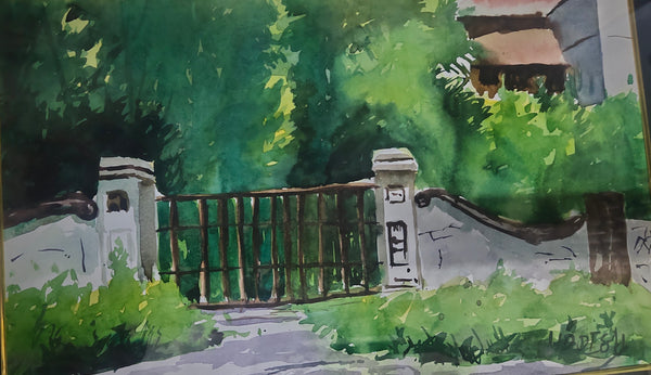 watercolor house landscape painting