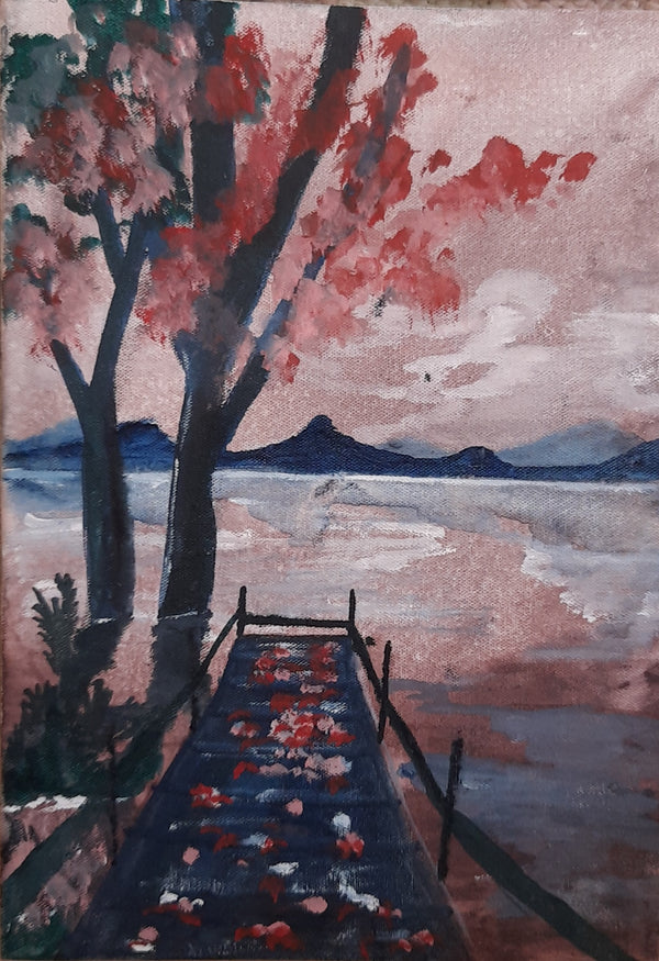 Canvas  painting of spring season landscape