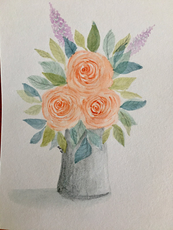Watercolour Florals - Rose Bouquet