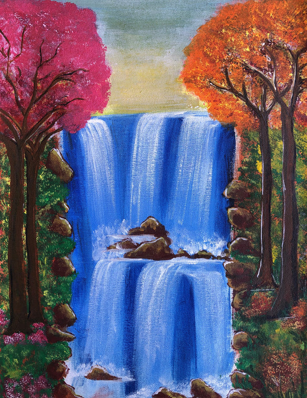 Waterfall with colorful trees