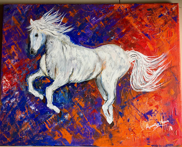 White horse in acrylics
