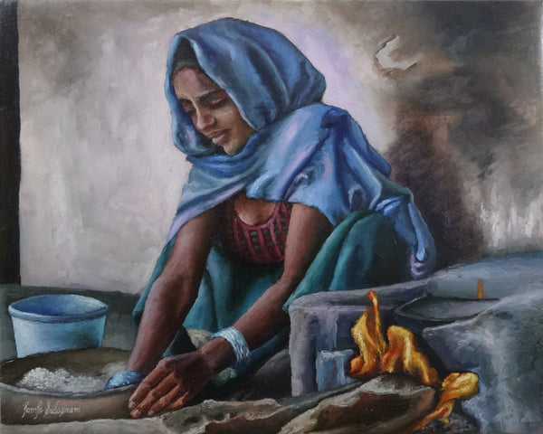Woman Kneading Dough