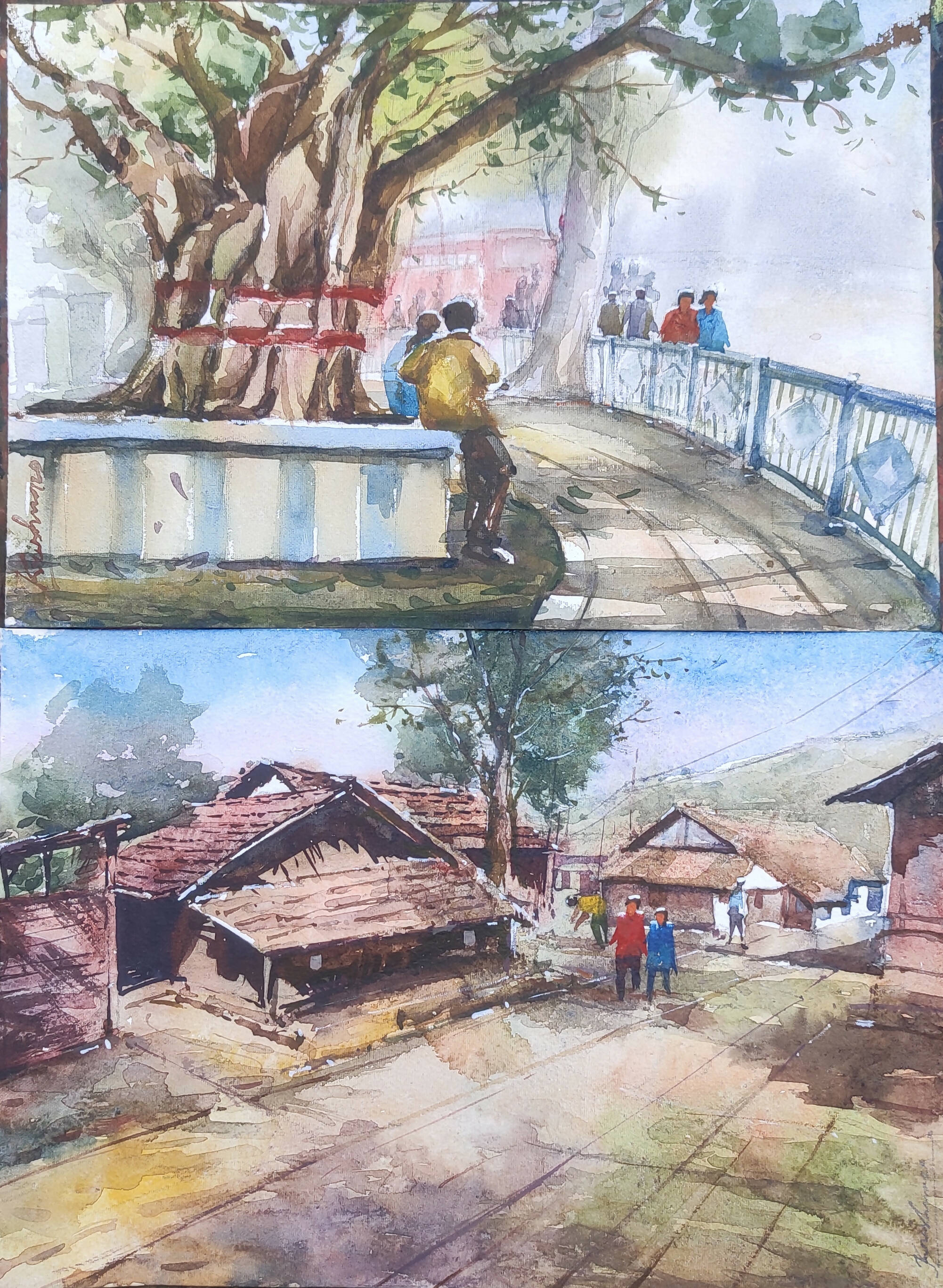Kolkata street & Village (2 Painting)