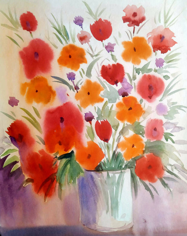 Poppies with Flower Vase