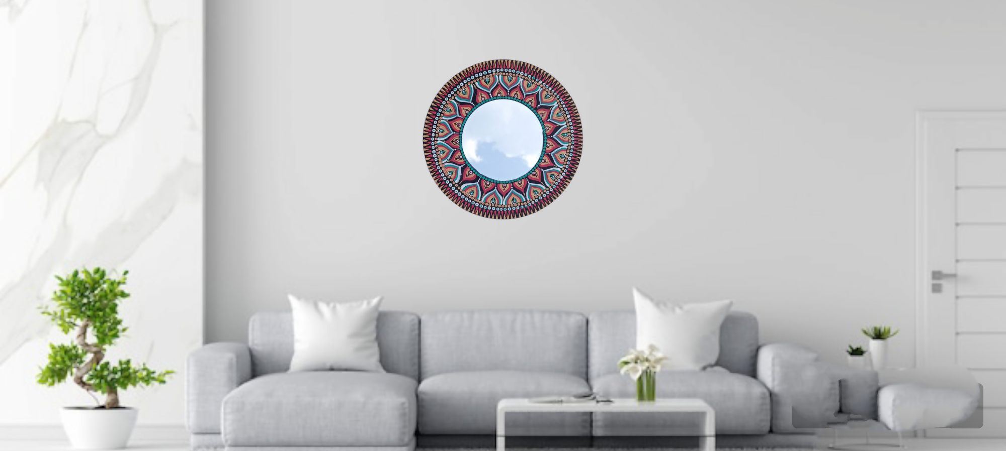 Dot mandala art mirror work