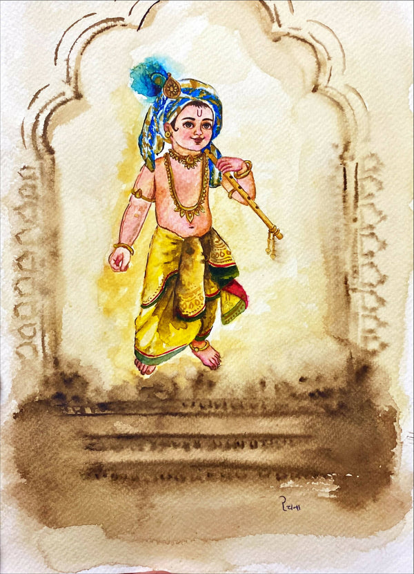 Print of Hand Painted Krishna