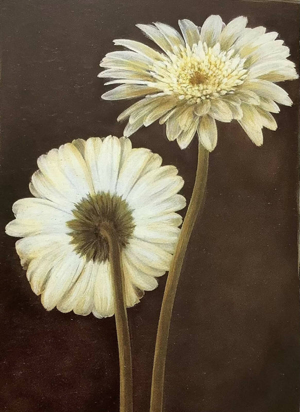 Pair of white flowers painting
