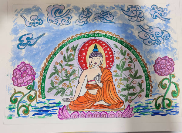 Thangka style Buddha painting
