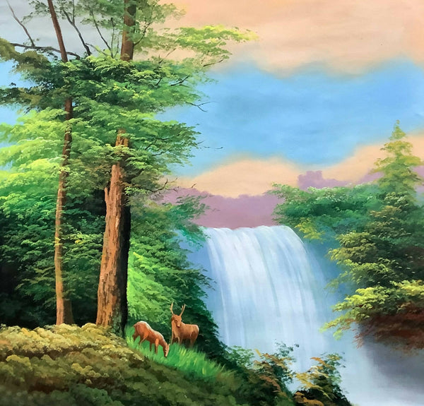Waterfall scenery landscape painting