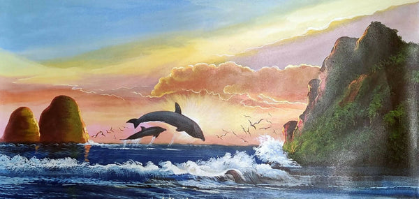 View of ocean scenery painting